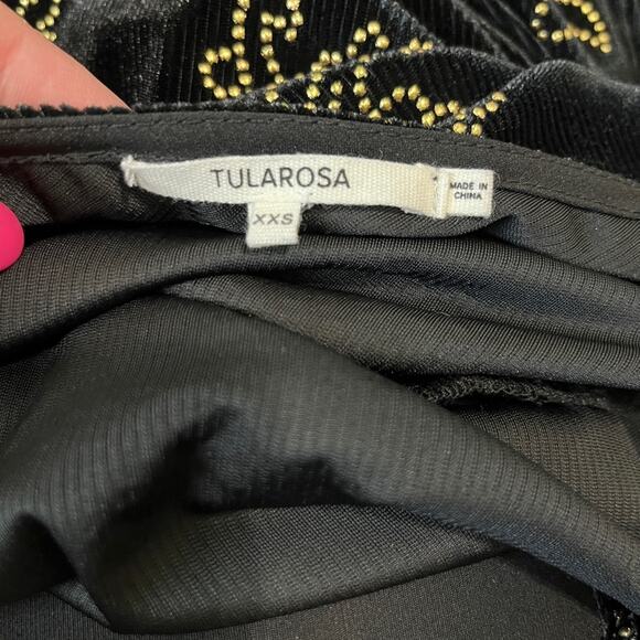 NWT TulaRosa REVOLVE Black Velvet Emily‎ Wrap Dress Gold Paisley Studs XXS - Picture 5 of 15
